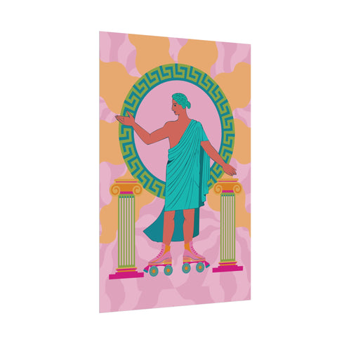 Greek Statue on Roller Skates Art Print